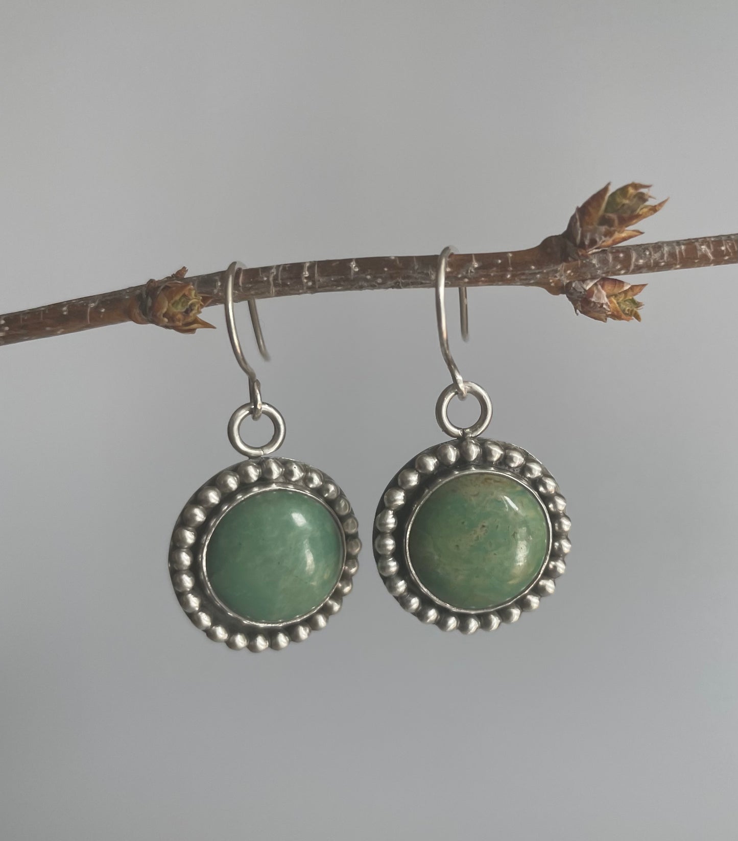 Olive-Green Kingman Turquoise Dangle Earrings