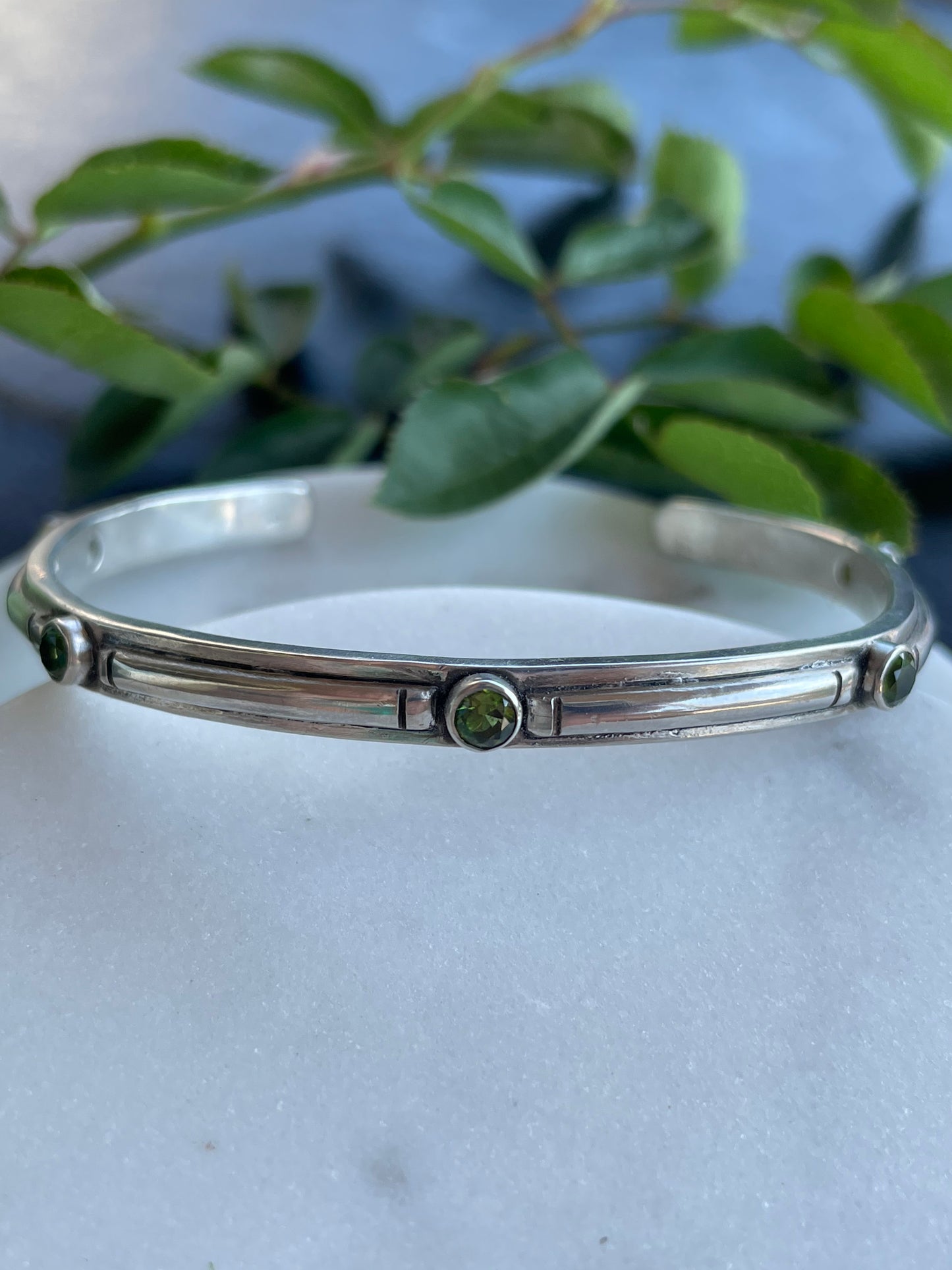 Green Peridot Sterling Cuff