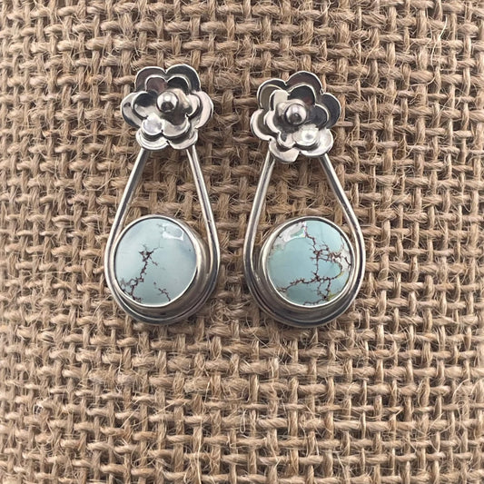 Sterling Sand Hill Turquoise and Flowers post earrings