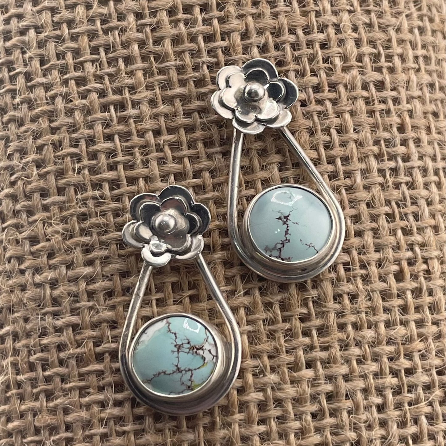 Sterling Sand Hill Turquoise and Flowers post earrings