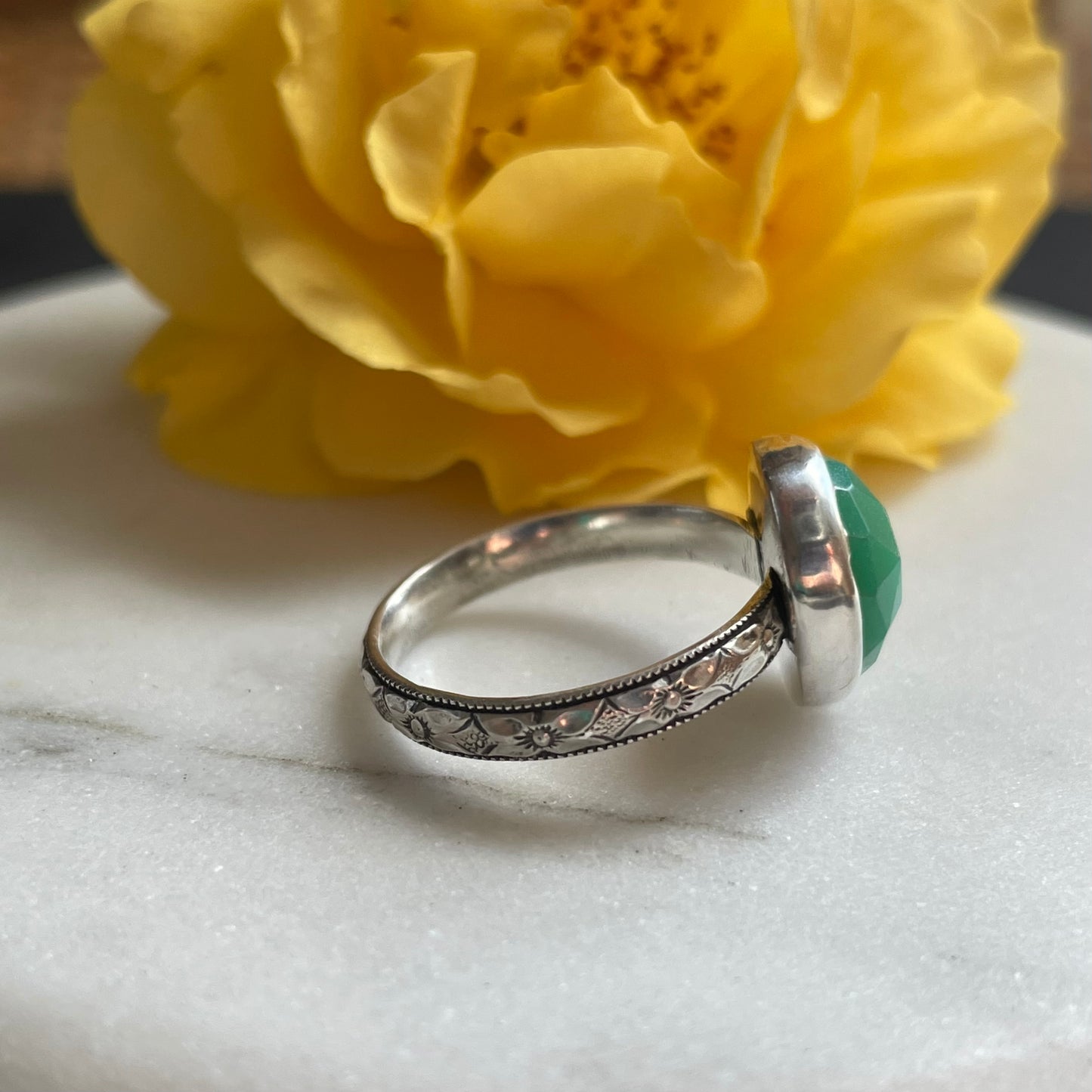 Apple-Green Chrysoprase ring