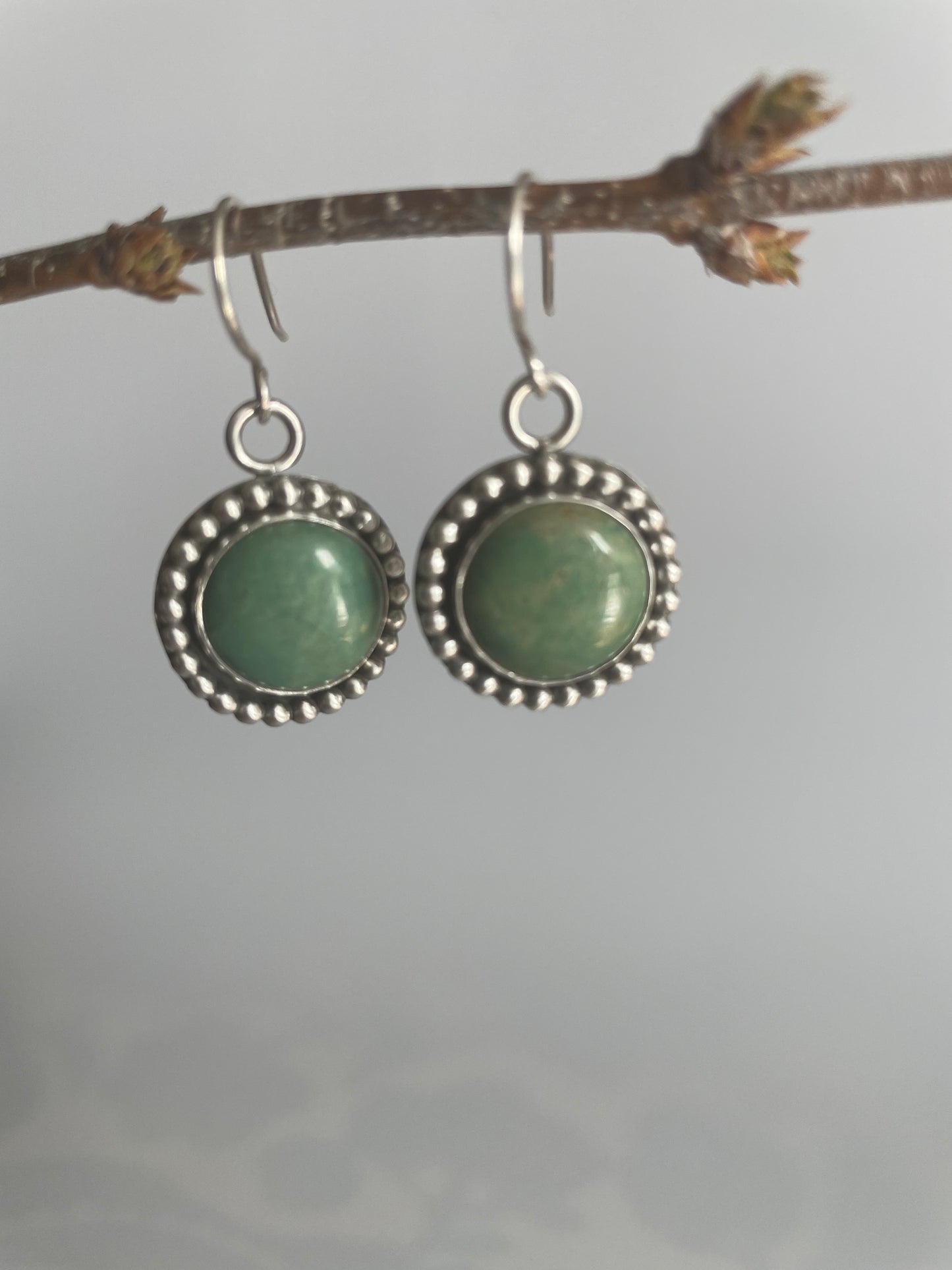 Olive-Green Kingman Turquoise Dangle Earrings