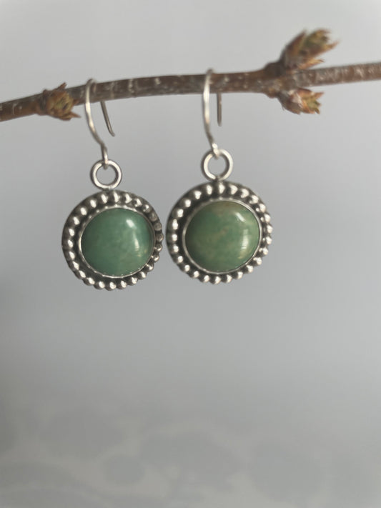 Olive-Green Kingman Turquoise Dangle Earrings